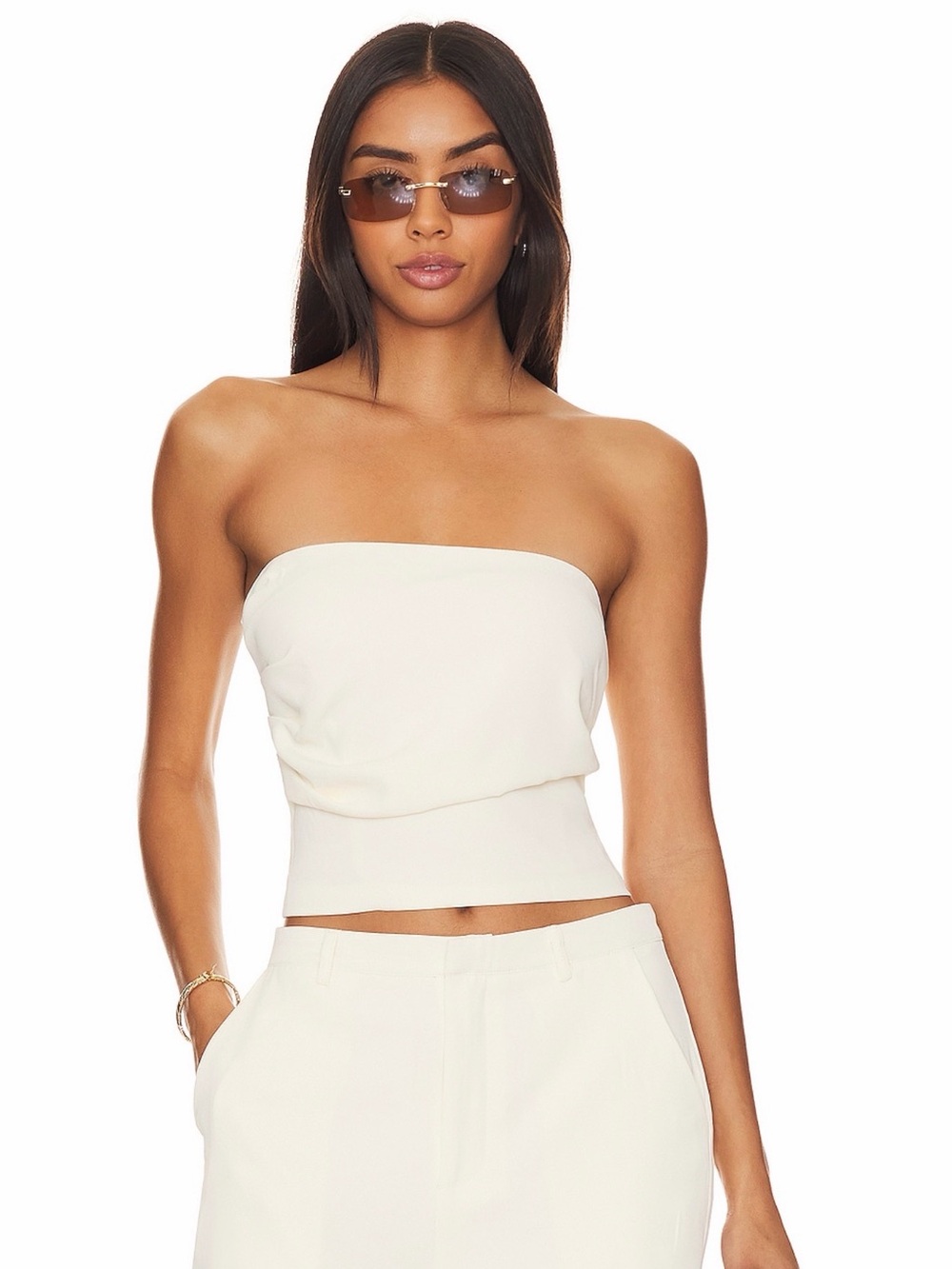 Revolve Roma Top Strapless Cream Bandeau XS SNDYS